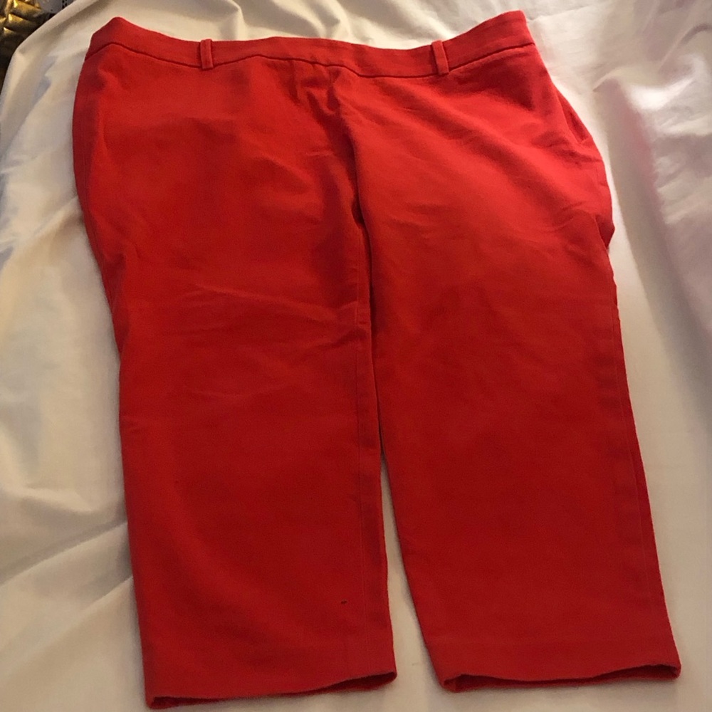 J. Crew Stretchy Skinny Slacks Red Size 16 Side Zip Ankle Length